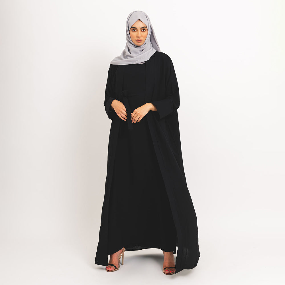 Kimono formale nero in 2 pezzi con abito sottoveste