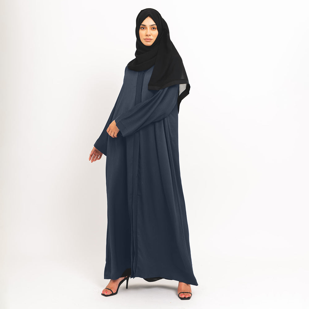 Abaya essenziale aperto in blu navy scuro