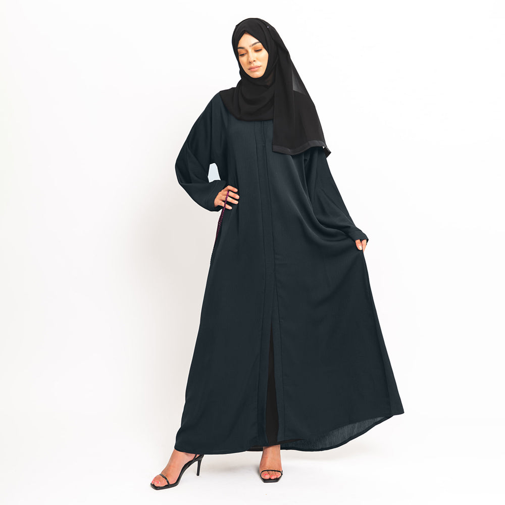 Abaya nero essenziale aperto