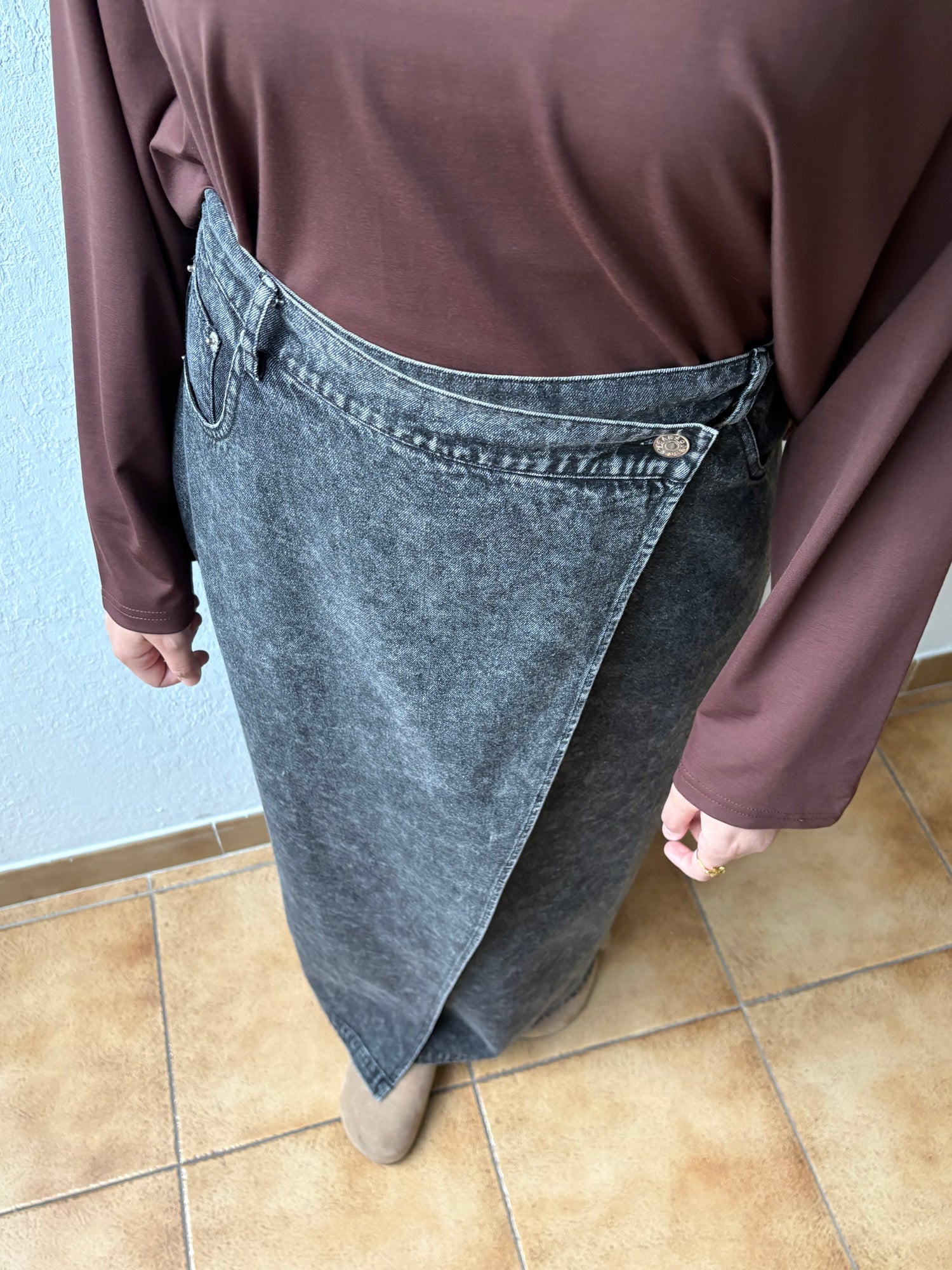 Gonna in denim incrociata